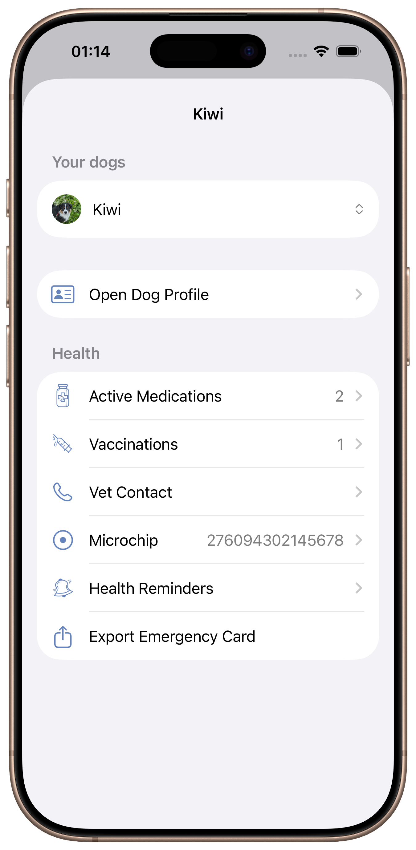 Dogtales health screenshot