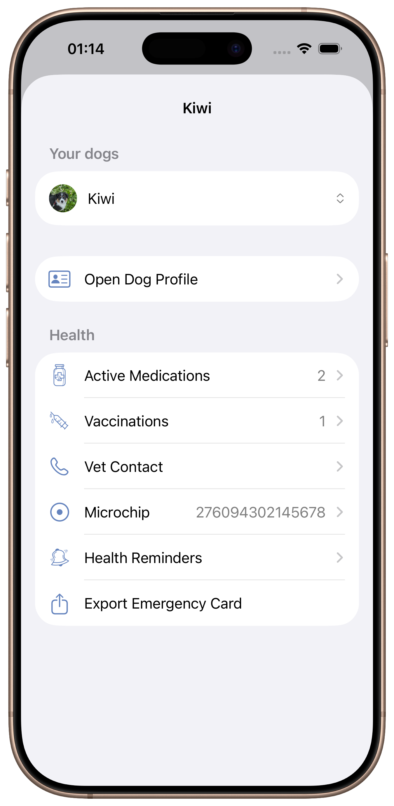 Dogtales health screenshot